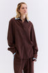 CAMISA RECORTE LINHO MARROM